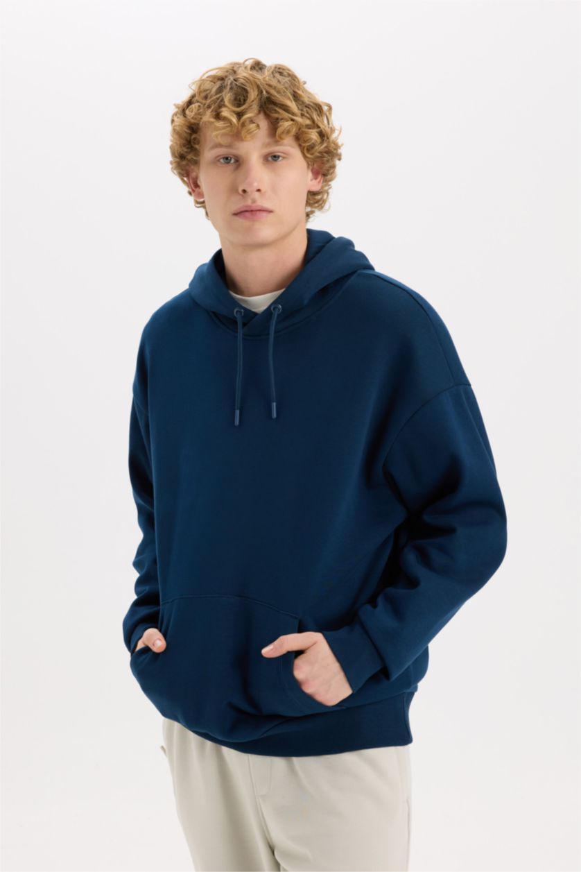 Erkek İndigo Oversıze Sweatshirt