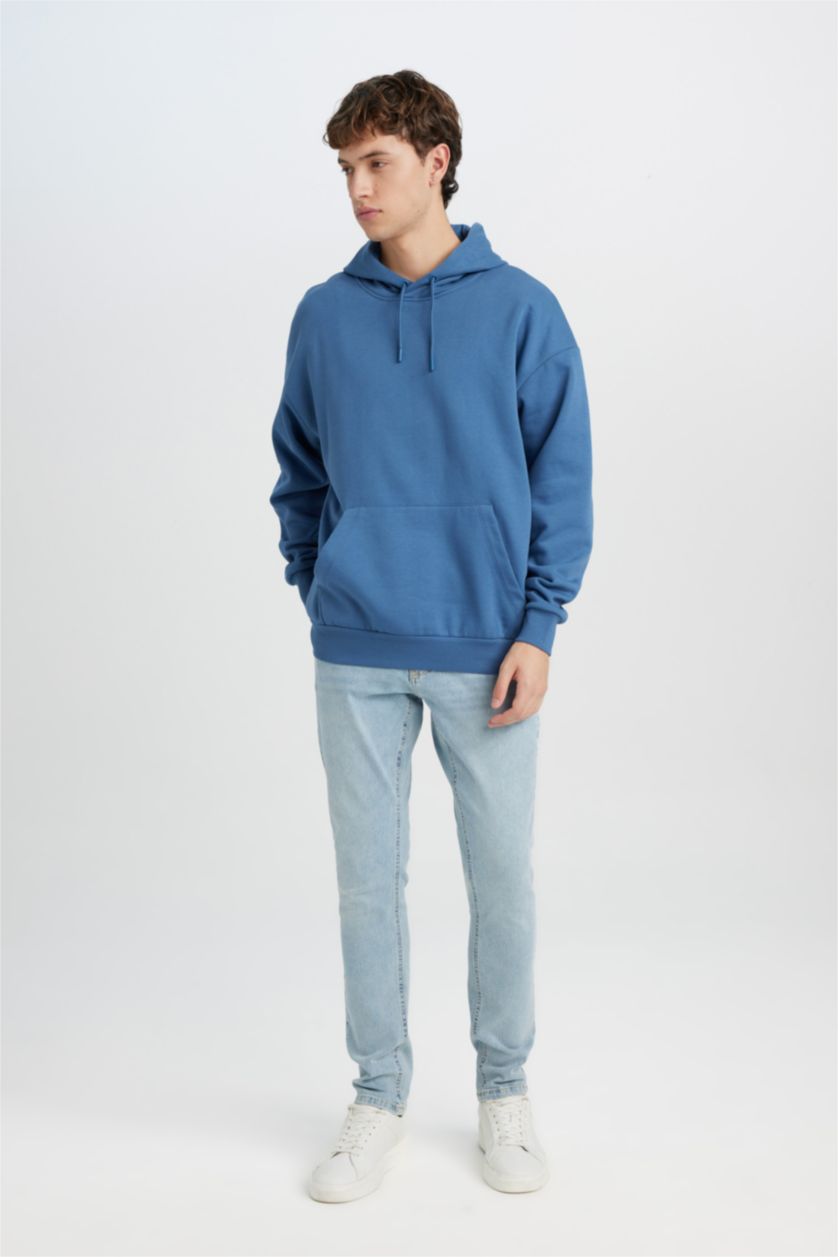 HOMME Indigo Tissu Sweat Épais Coupe Oversize