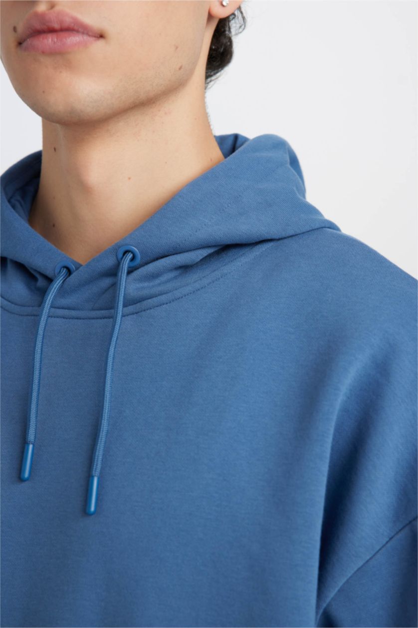HOMME Indigo Tissu Sweat Épais Coupe Oversize