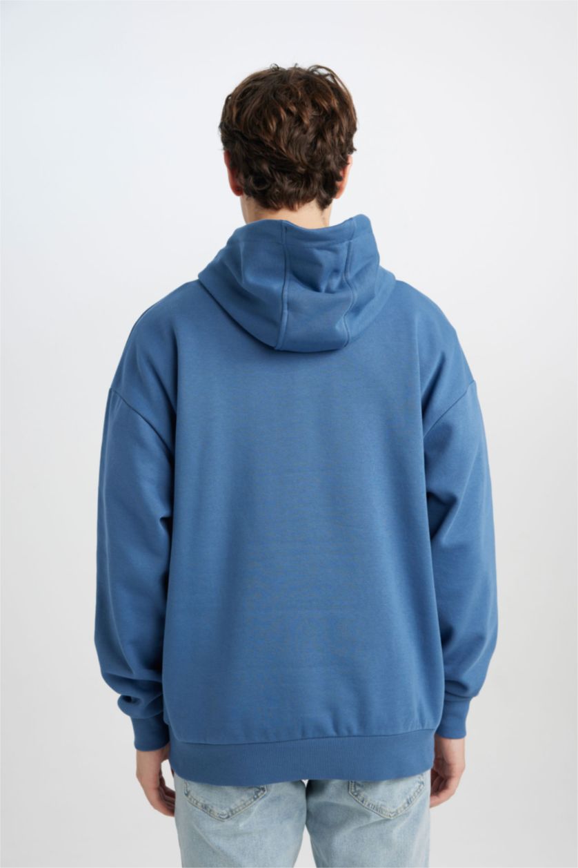 HOMME Indigo Tissu Sweat Épais Coupe Oversize