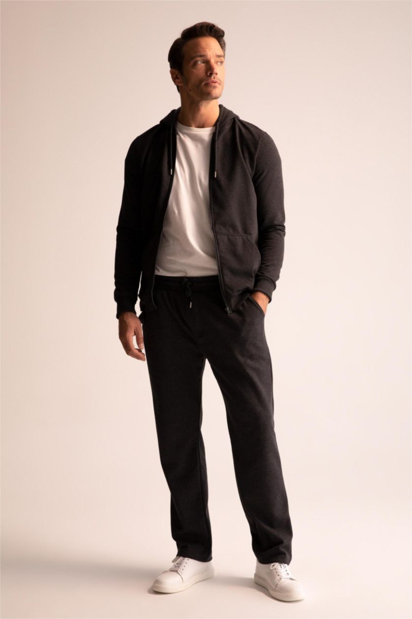 MAN Anthracite Melange Regular Fit Hooded Zippered Cardigan