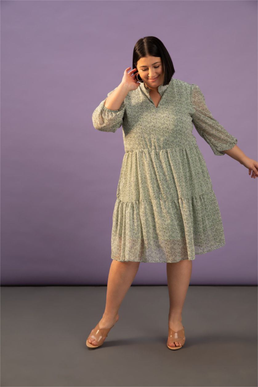 Kadın Açık Yeşil Şifon Mini Elbise