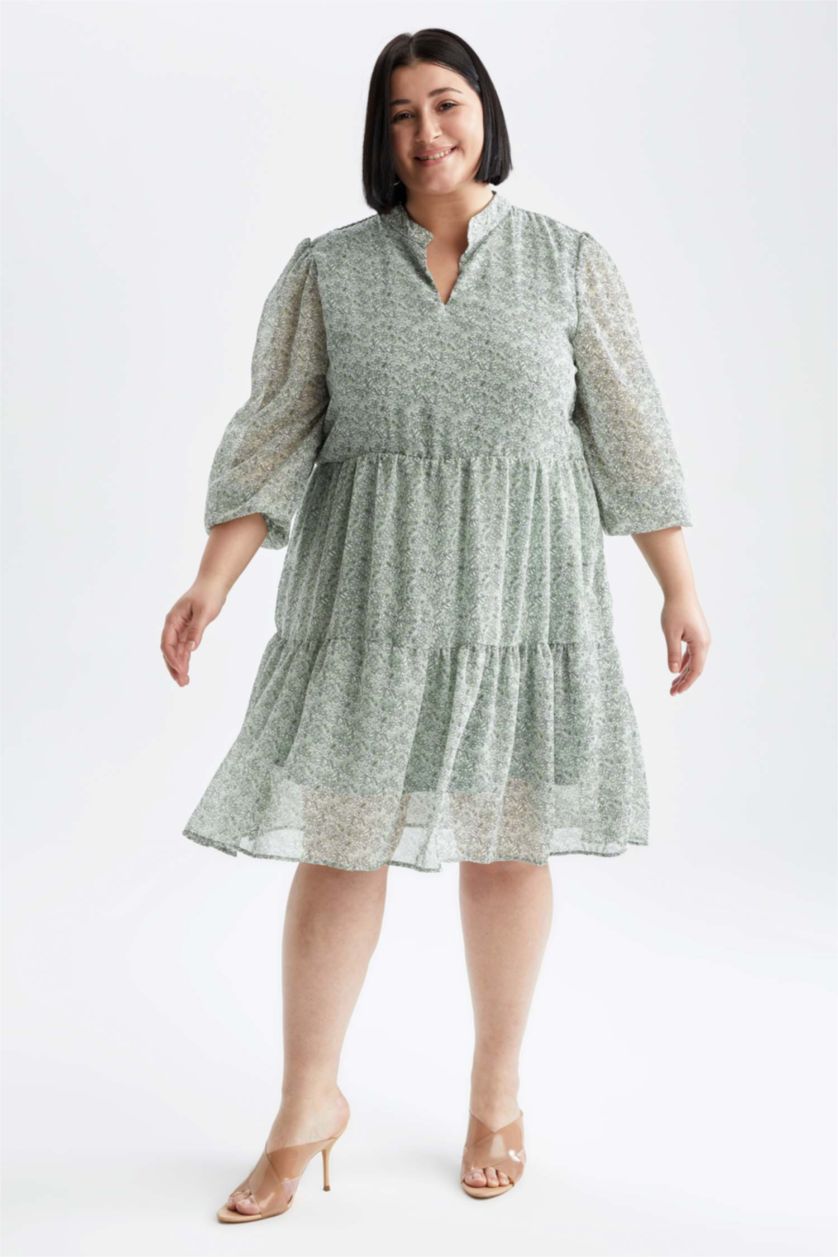 Kadın Açık Yeşil Şifon Mini Elbise