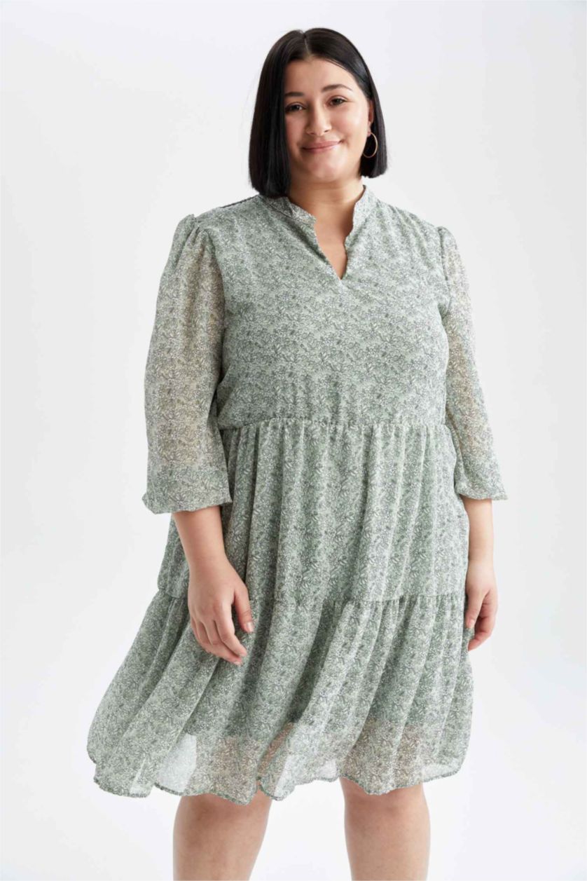 Kadın Açık Yeşil Şifon Mini Elbise