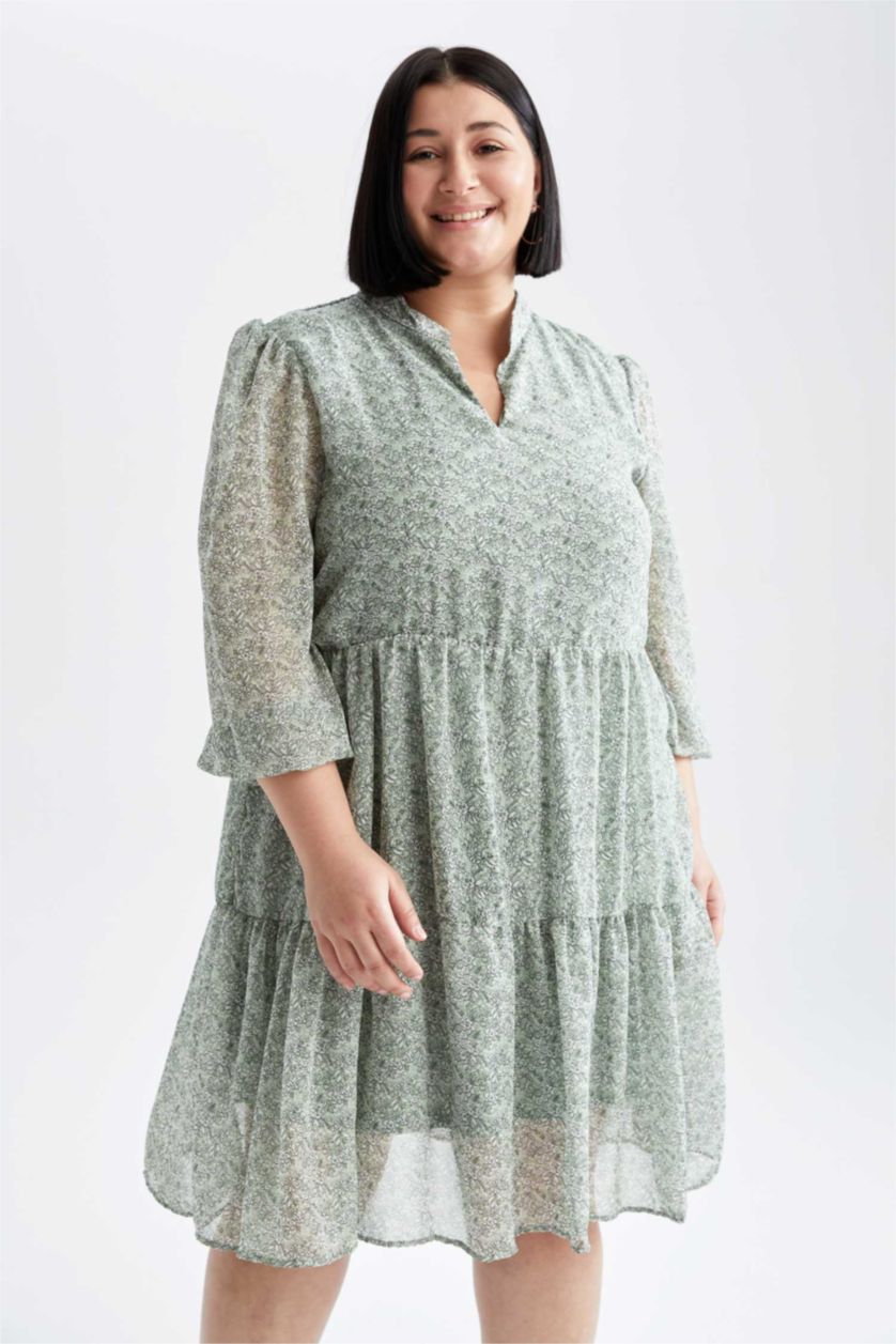 Kadın Açık Yeşil Şifon Mini Elbise