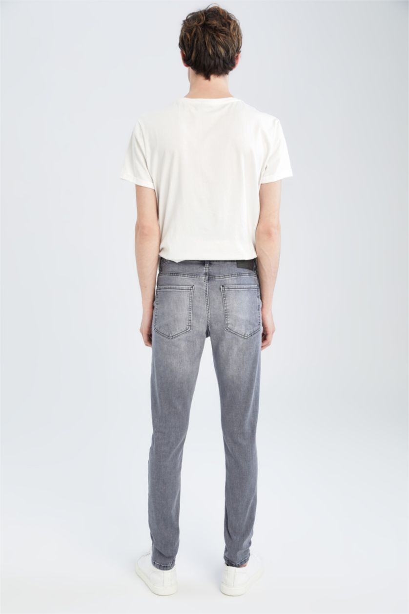 رجالي رمادي بنطلون جينز سوبر سكيني بخصر عادي بساق ضيق