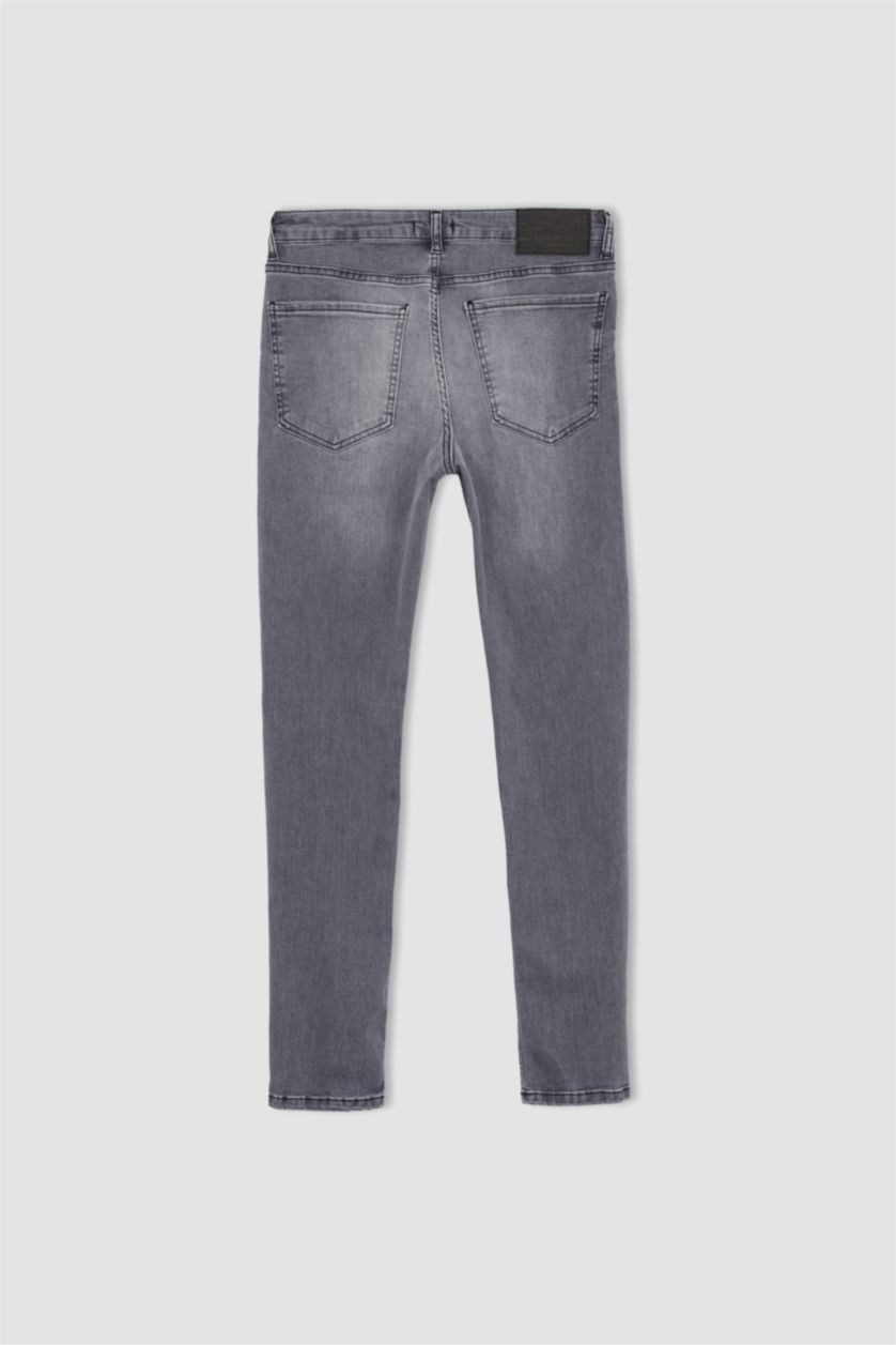 رجالي رمادي بنطلون جينز سوبر سكيني بخصر عادي بساق ضيق