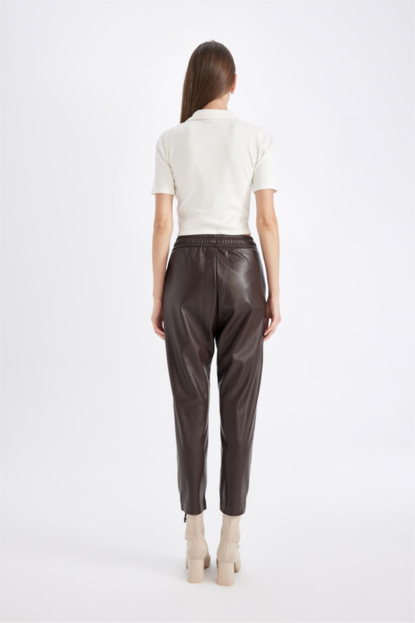 Kadın Kahve Yüksek Bel Jogger Fıt Pantolon