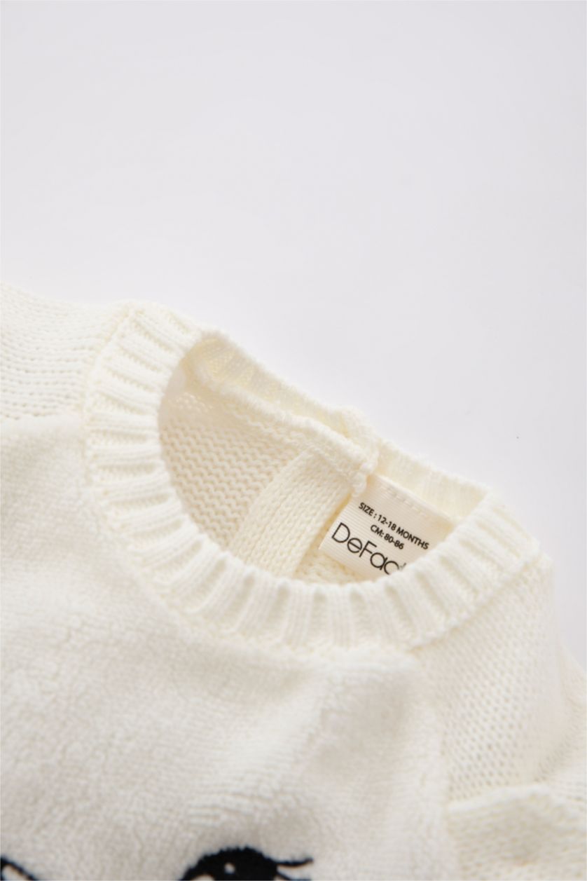 BABY GIRL Beige Baby Girl Patterned Crew Neck Pullover