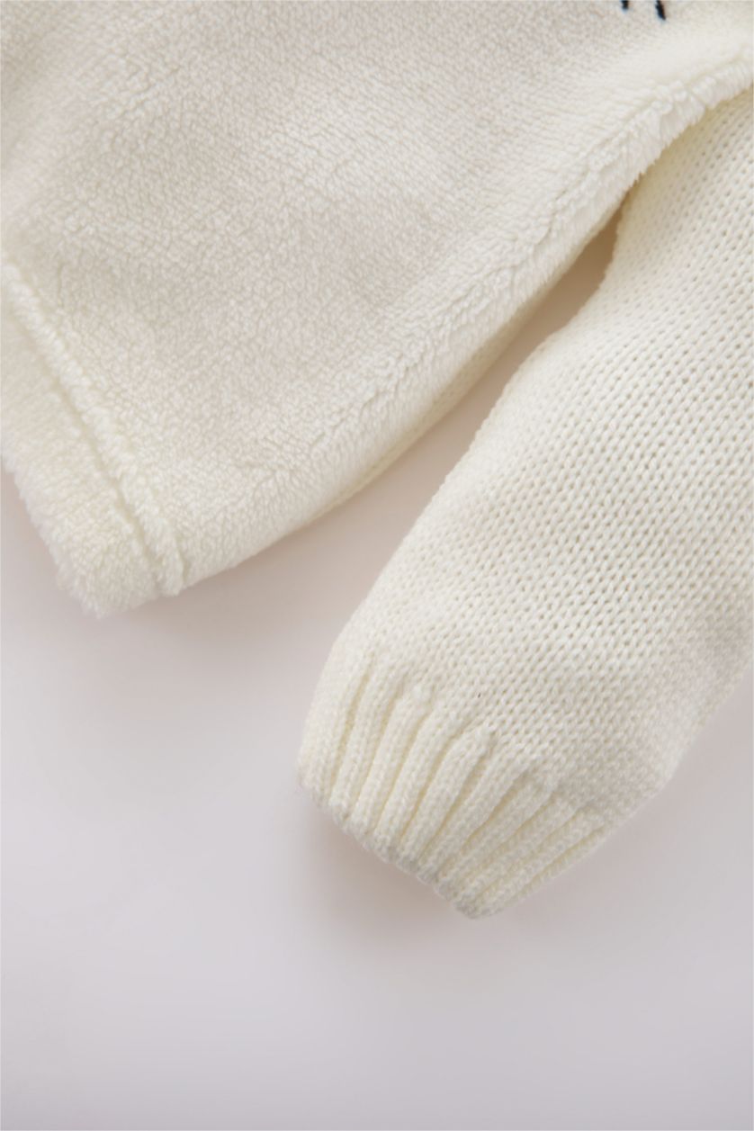 BABY GIRL Beige Baby Girl Patterned Crew Neck Pullover