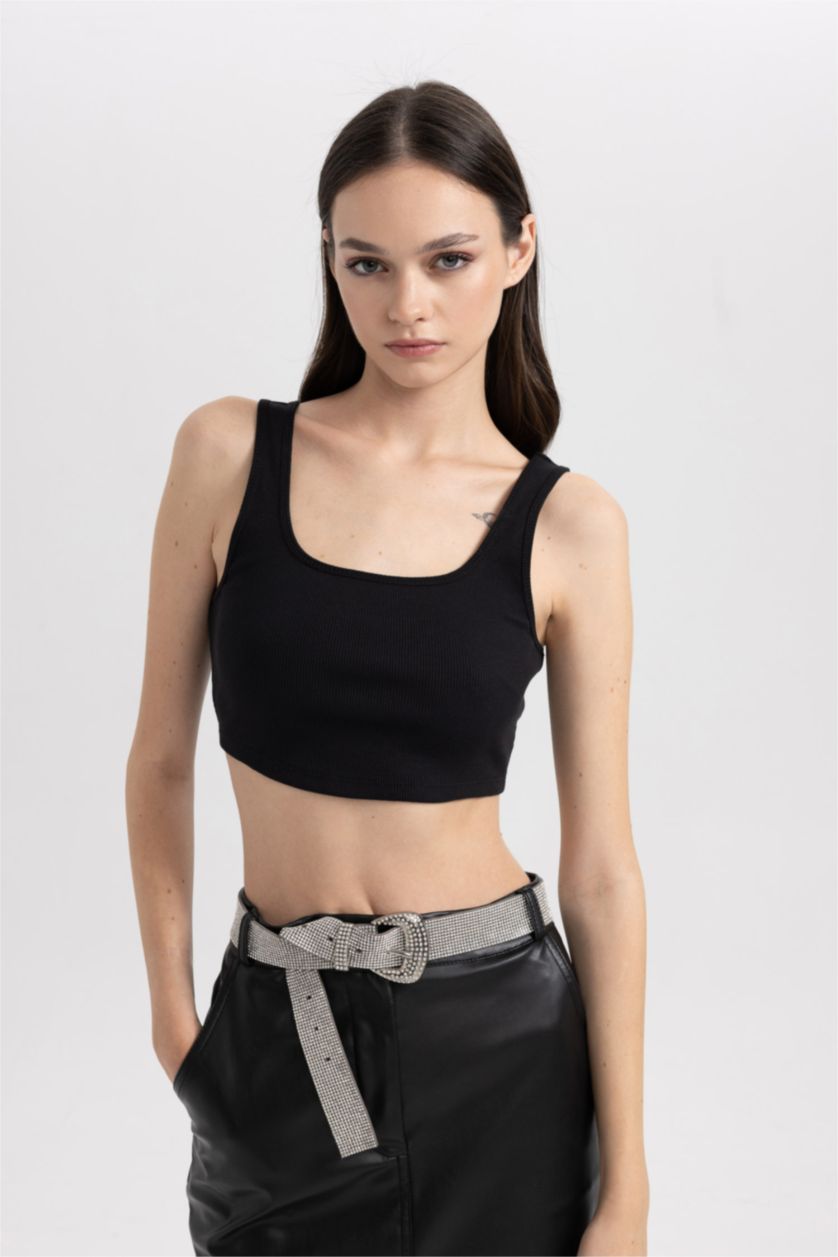 نساء أسود كيمونه مضلع كروب بياخة مربعة