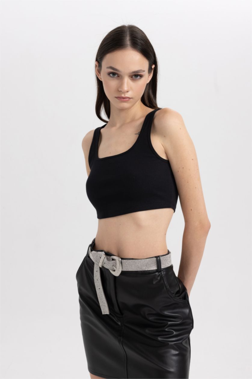 نساء أسود كيمونه مضلع كروب بياخة مربعة