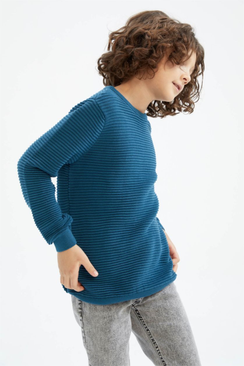 Мальчики и подростки Индиго Свитер с круглым вырезом для мальчиков, Школьная коллекция