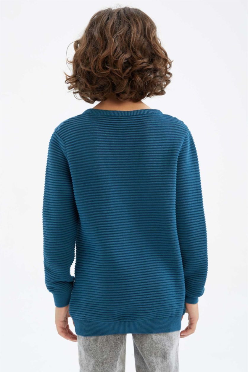 Мальчики и подростки Индиго Свитер с круглым вырезом для мальчиков, Школьная коллекция