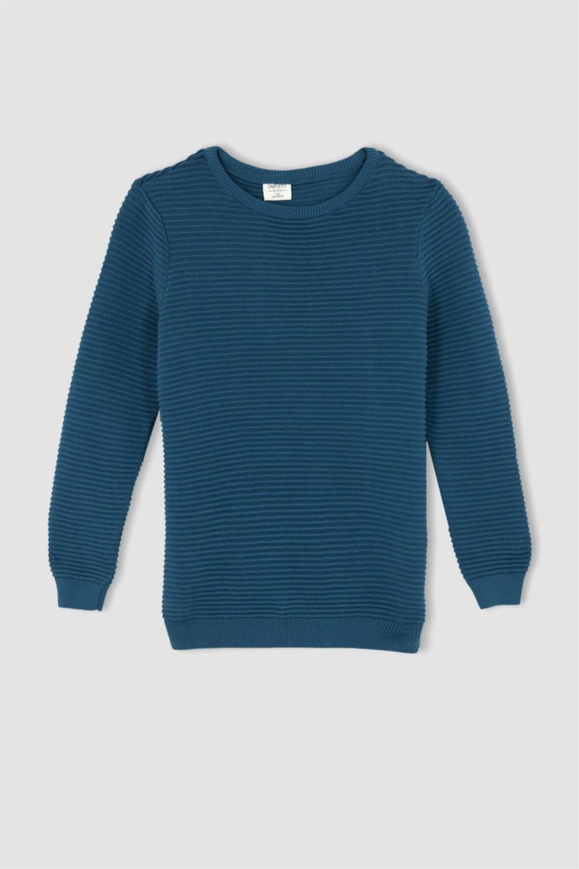 Мальчики и подростки Индиго Свитер с круглым вырезом для мальчиков, Школьная коллекция