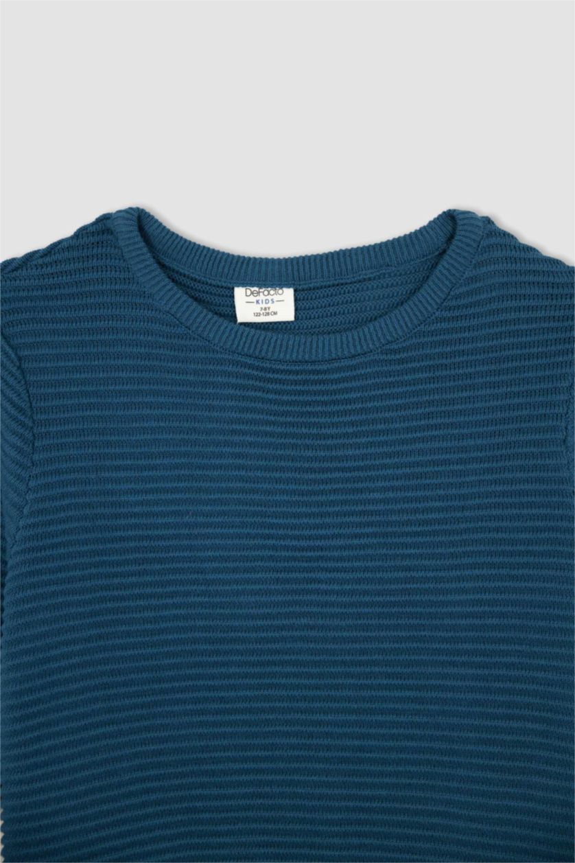 Мальчики и подростки Индиго Свитер с круглым вырезом для мальчиков, Школьная коллекция