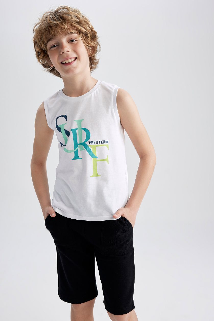 Erkek Çocuk - Genç Erkek Beyaz Erkek Çocuk Regular Fit Bisiklet Yaka 2'li Pamuklu Penye Atlet