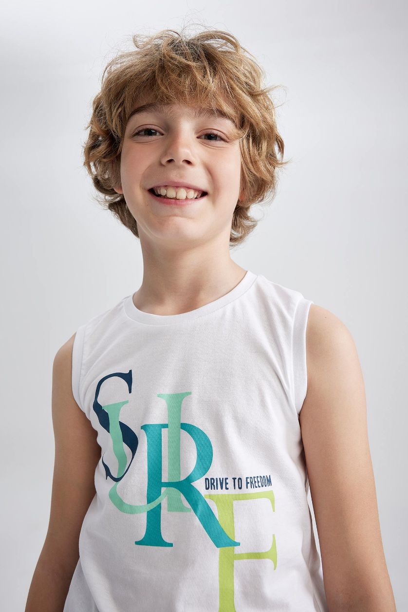 Erkek Çocuk - Genç Erkek Beyaz Erkek Çocuk Regular Fit Bisiklet Yaka 2'li Pamuklu Penye Atlet