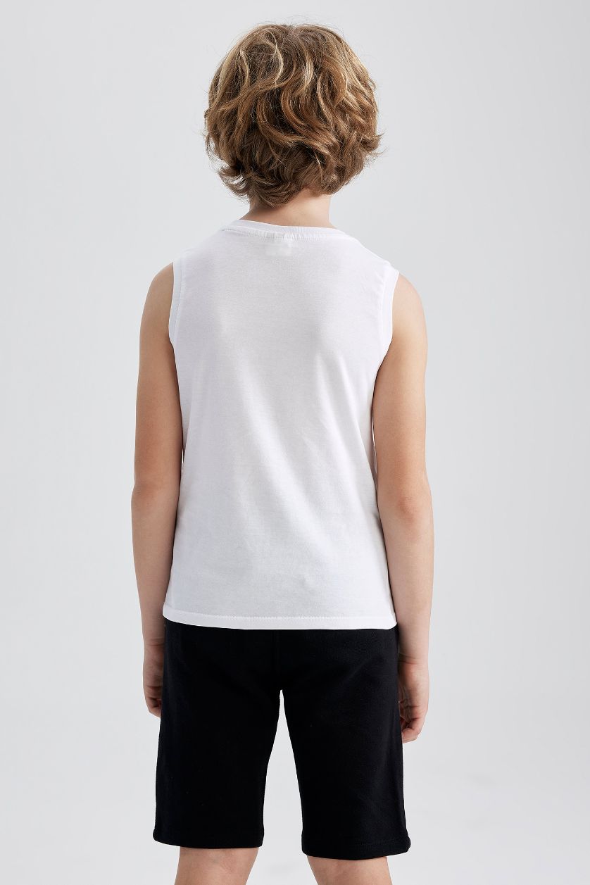 Erkek Çocuk - Genç Erkek Beyaz Erkek Çocuk Regular Fit Bisiklet Yaka 2'li Pamuklu Penye Atlet