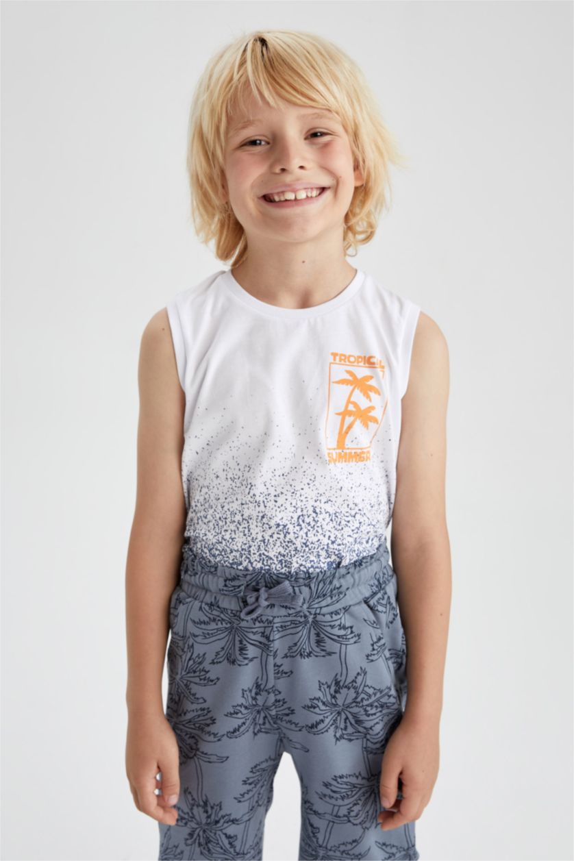 Boys & Teens White Boy Regular Fit Crew Neck Cotton Combed Singlet