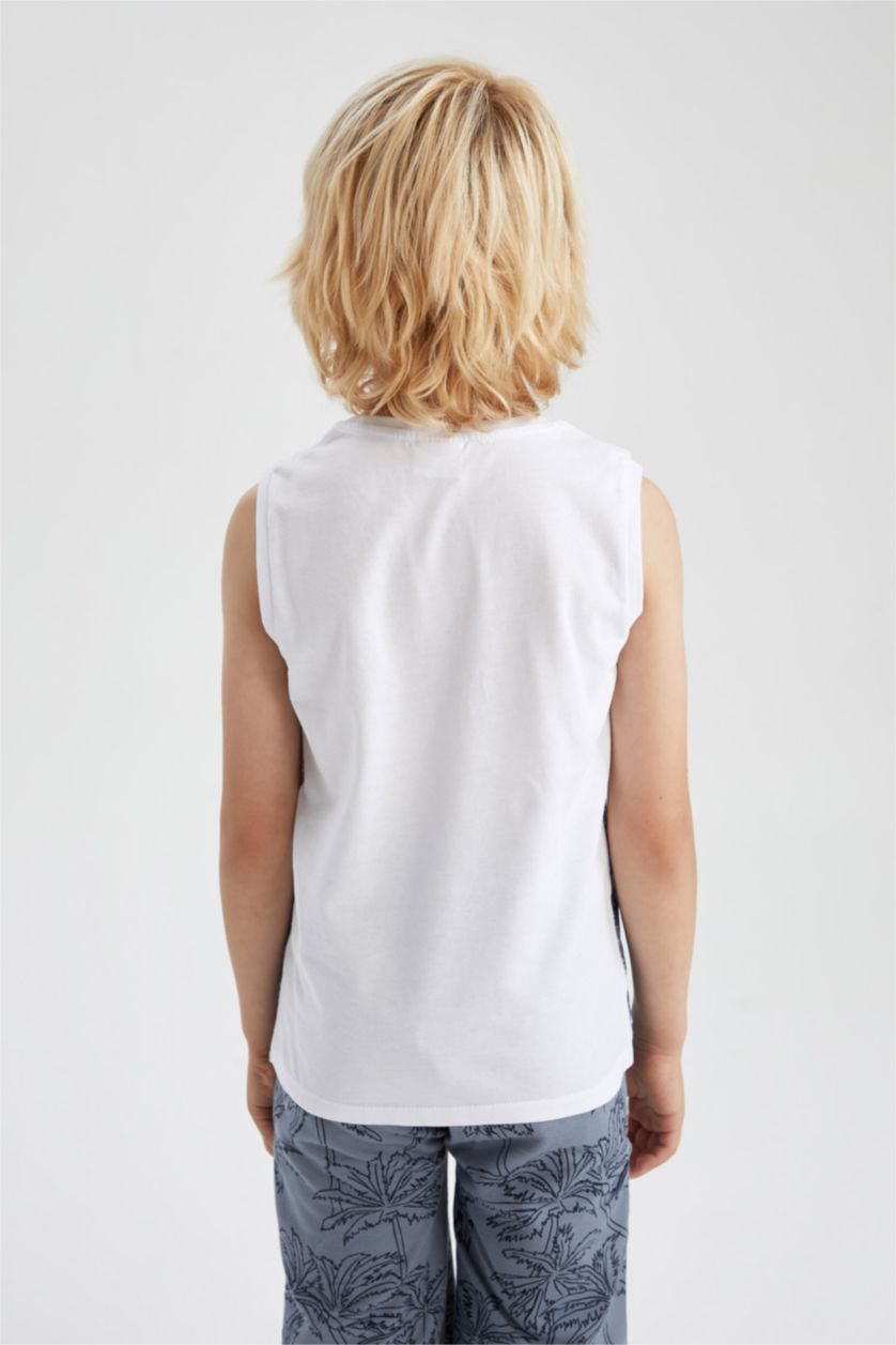 Boys & Teens White Boy Regular Fit Crew Neck Cotton Combed Singlet