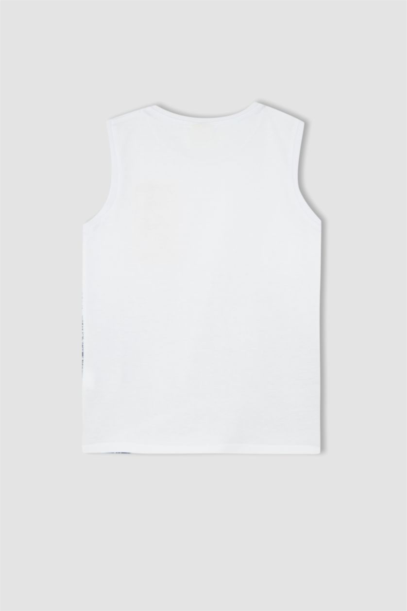 Boys & Teens White Boy Regular Fit Crew Neck Cotton Combed Singlet