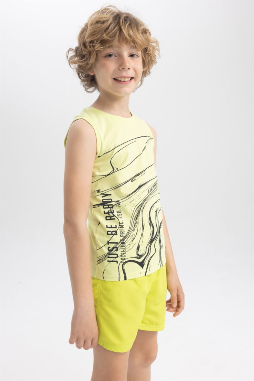 BOYS & TEENS Light Green Boy Regular Fit Crew Neck Cotton Combed Singlet