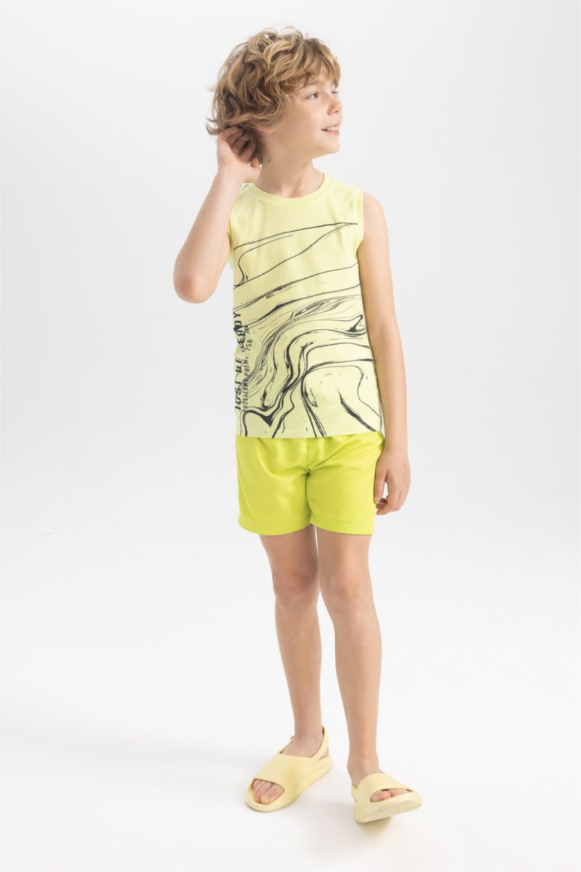 BOYS & TEENS Light Green Boy Regular Fit Crew Neck Cotton Combed Singlet