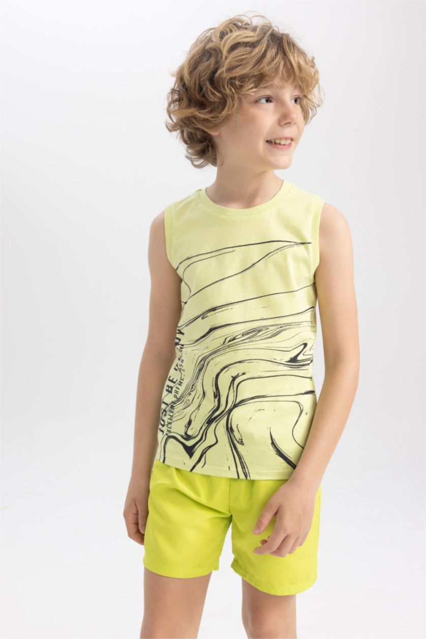 BOYS & TEENS Light Green Boy Regular Fit Crew Neck Cotton Combed Singlet