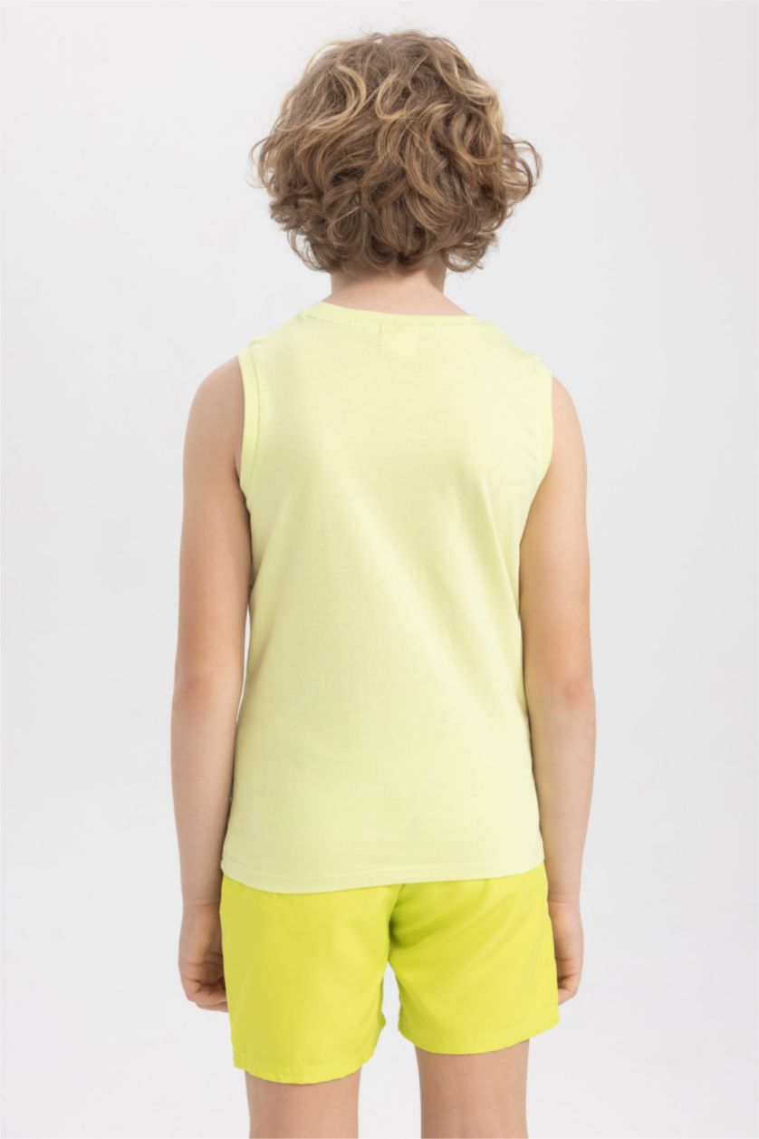 BOYS & TEENS Light Green Boy Regular Fit Crew Neck Cotton Combed Singlet