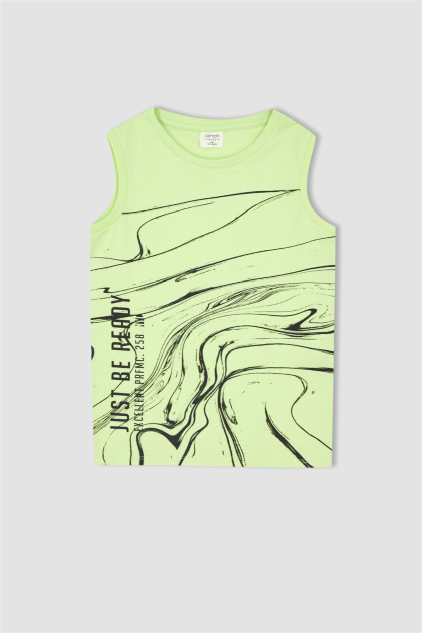 BOYS & TEENS Light Green Boy Regular Fit Crew Neck Cotton Combed Singlet