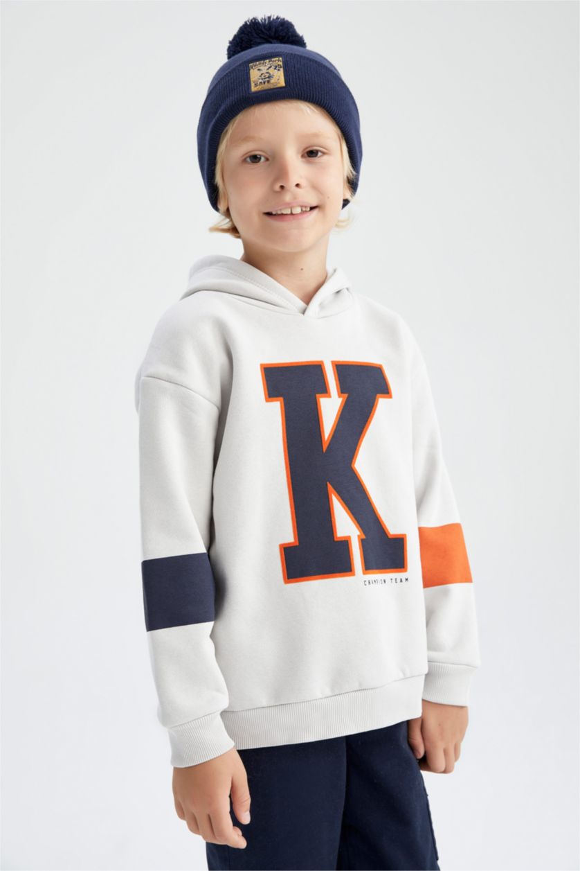 BOYS & TEENS Light Stone Boys Oversize Fit Thick Sweatshirt Fabric Hooded Sweatshirt