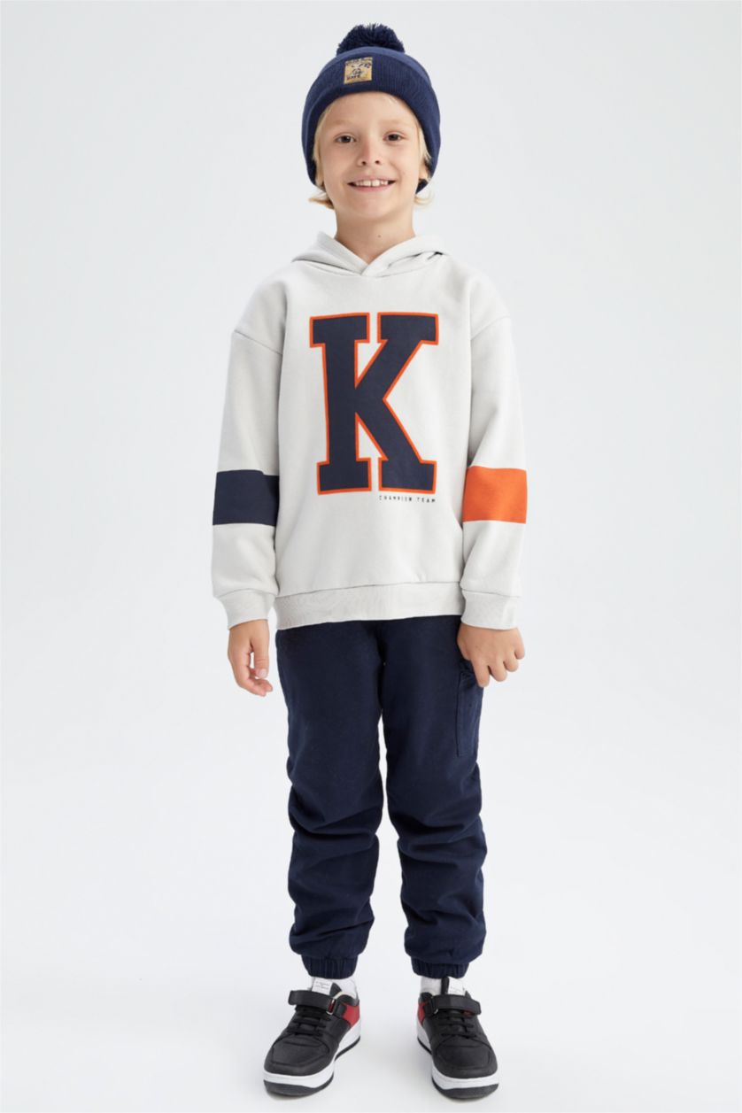 BOYS & TEENS Light Stone Boys Oversize Fit Thick Sweatshirt Fabric Hooded Sweatshirt