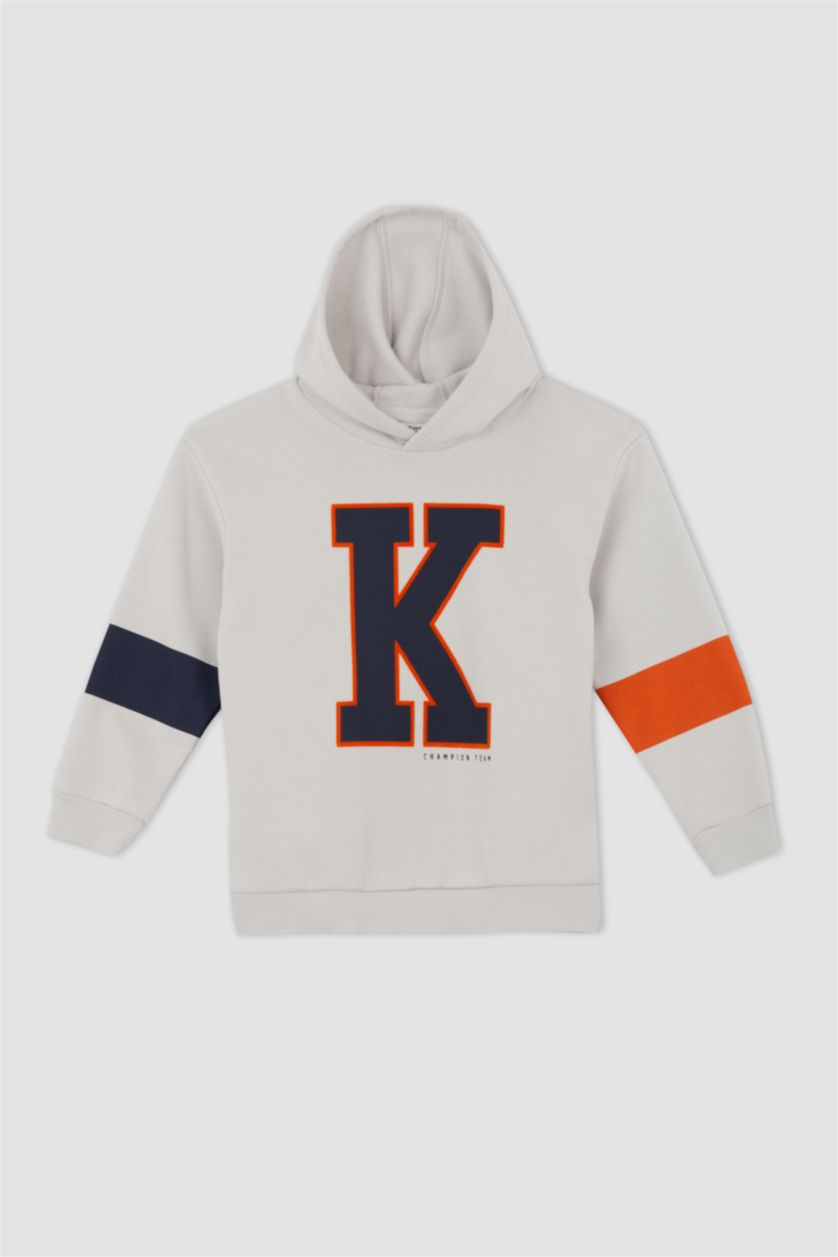 BOYS & TEENS Light Stone Boys Oversize Fit Thick Sweatshirt Fabric Hooded Sweatshirt