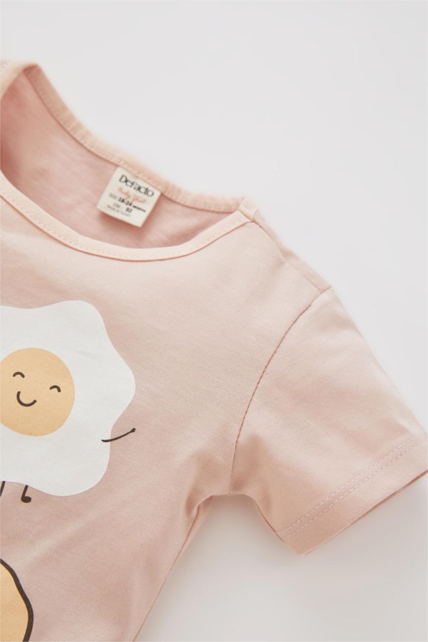 BÉBÉ FILLE Jaune Clair Pyjamas En Tricot Col Ras Du Cou Nourriture Manche Courte 2 BéBé Fille