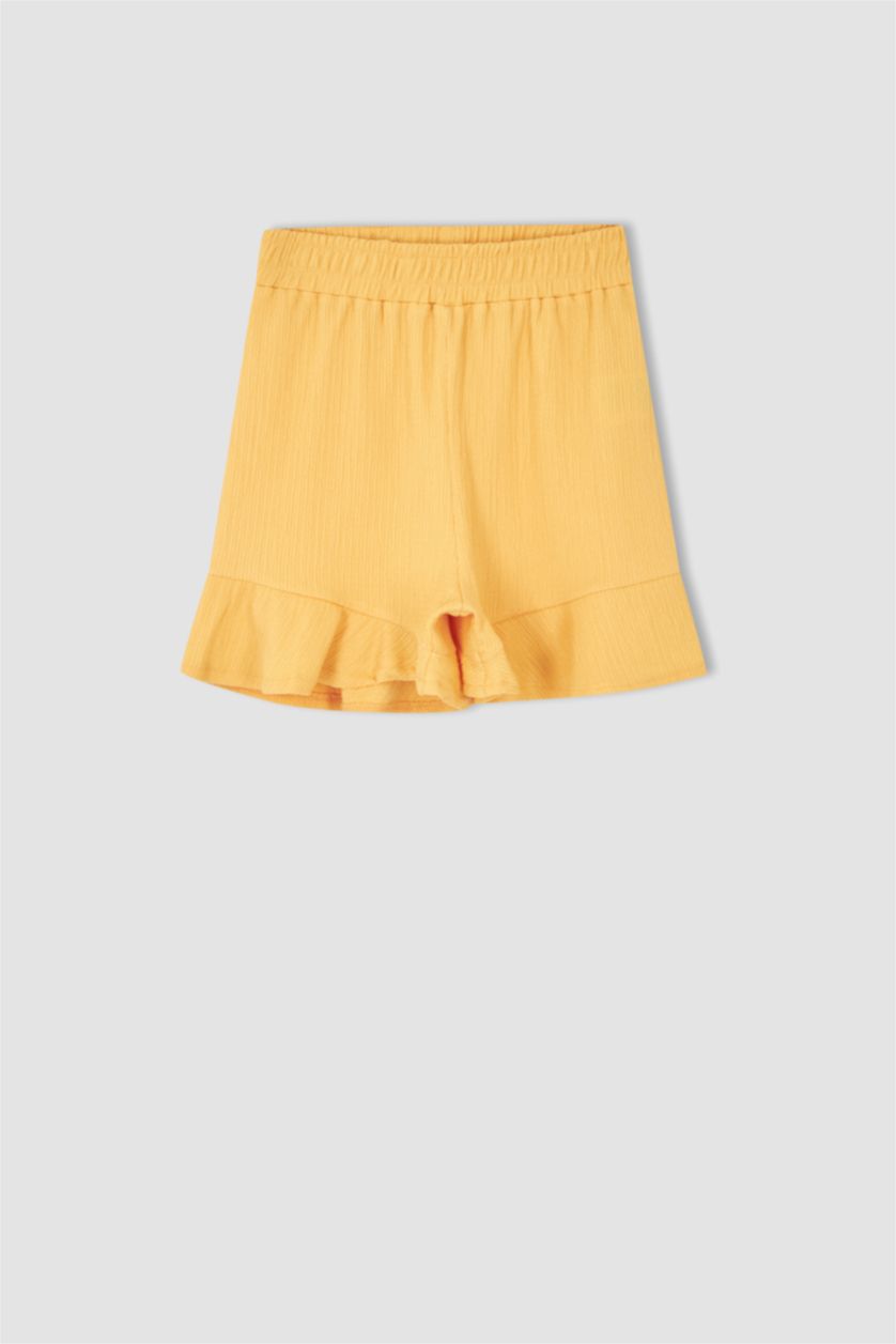 بنات برتقالي فاتح طقم بناتي بلوزة بحمالات وتنورة