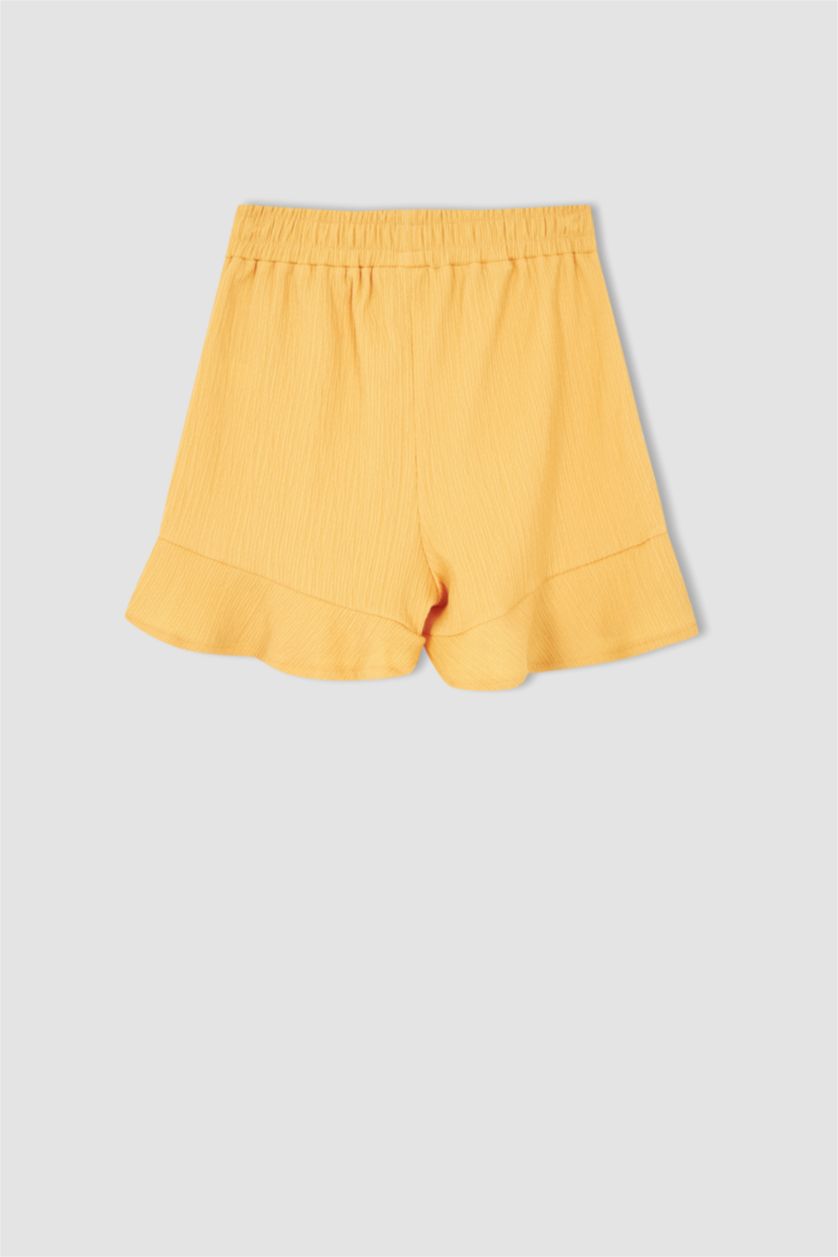 بنات برتقالي فاتح طقم بناتي بلوزة بحمالات وتنورة