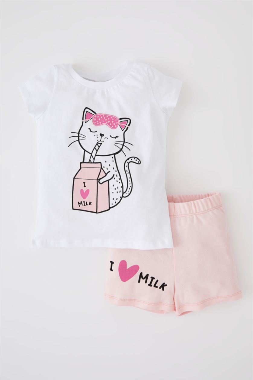 BÉBÉ FILLE Rose Pyjamas En Tricot Col Ras Du Cou Animal Manche Courte 2 BéBé Fille