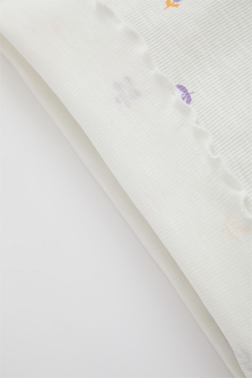 BABY GIRL Ecru Regular Fit Flower Short Sleeve T-Shirt