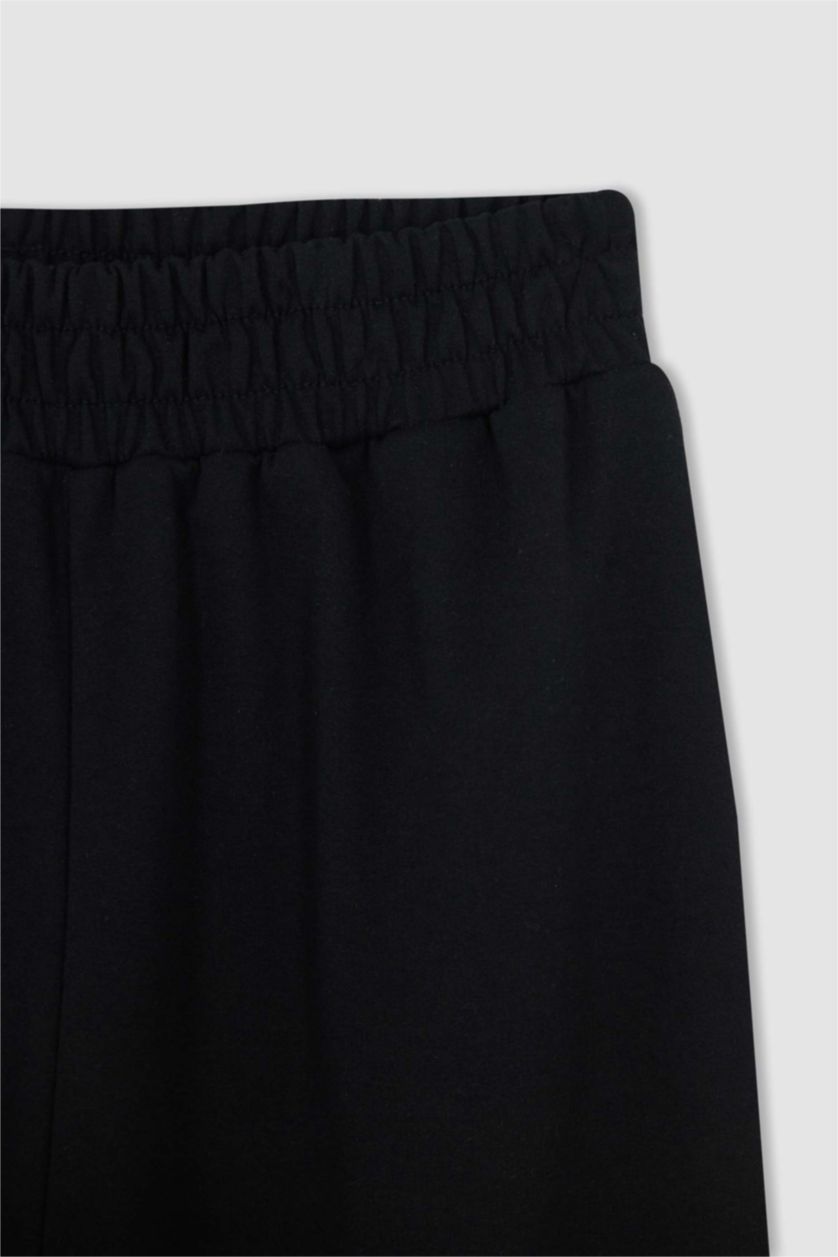 WOMAN Black Oversize Fit Flexible Leg College Printed Thin Sweatshirt Fabric Jogger Sweatpants