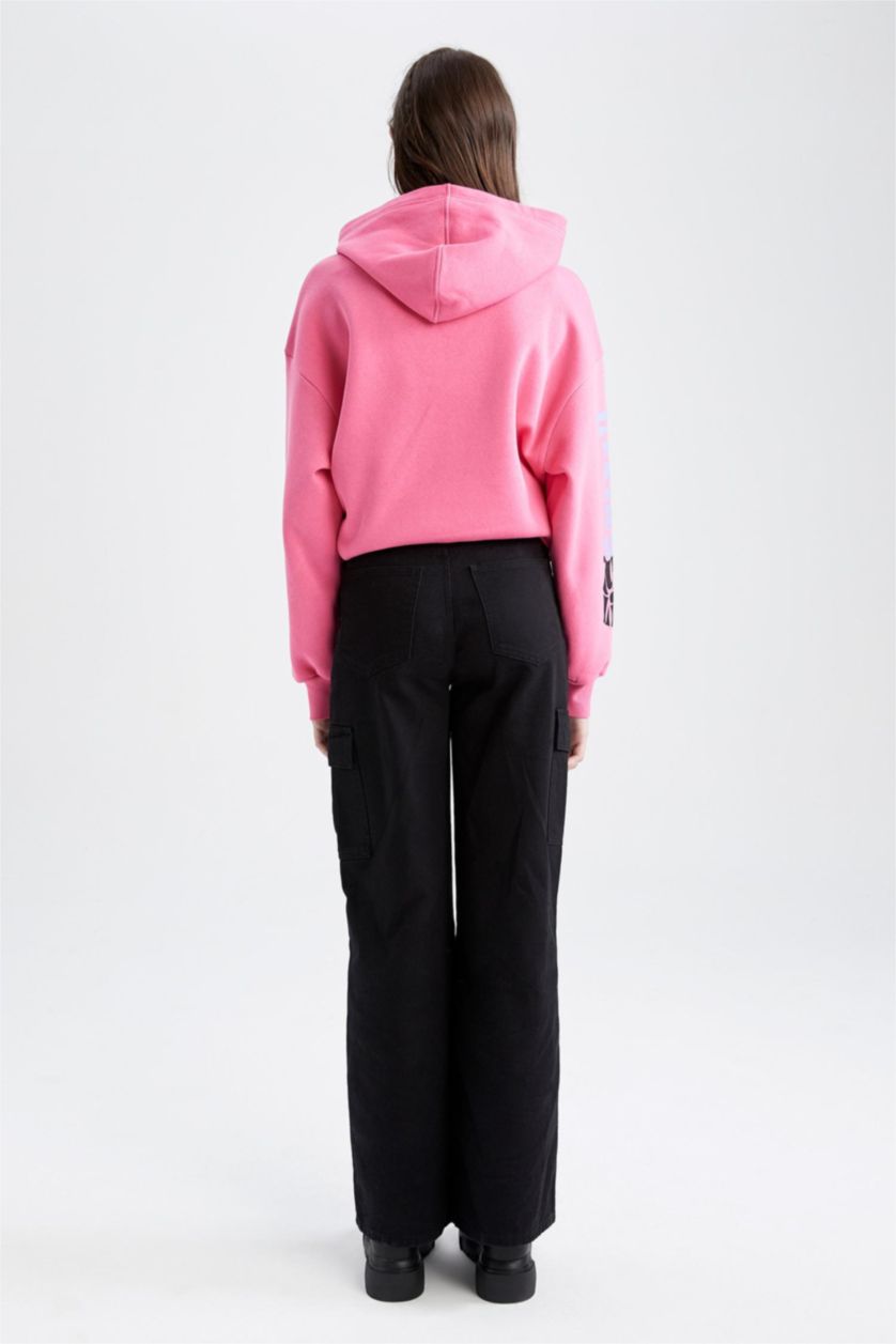 Kadın Siyah Coool Kargo Cepli Geniş Paça Gabardin %100 Pamuk Pantolon