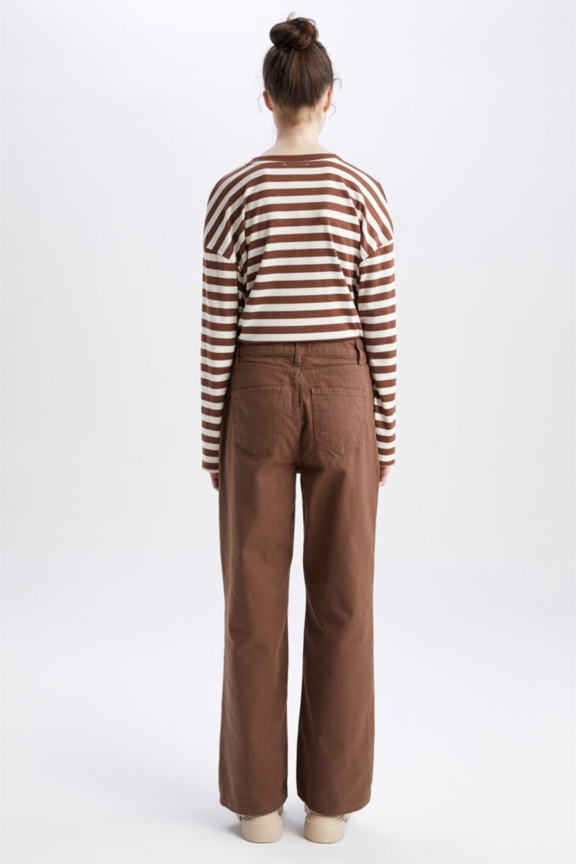 WOMAN Brown High Waist Wide Leg Trousers
