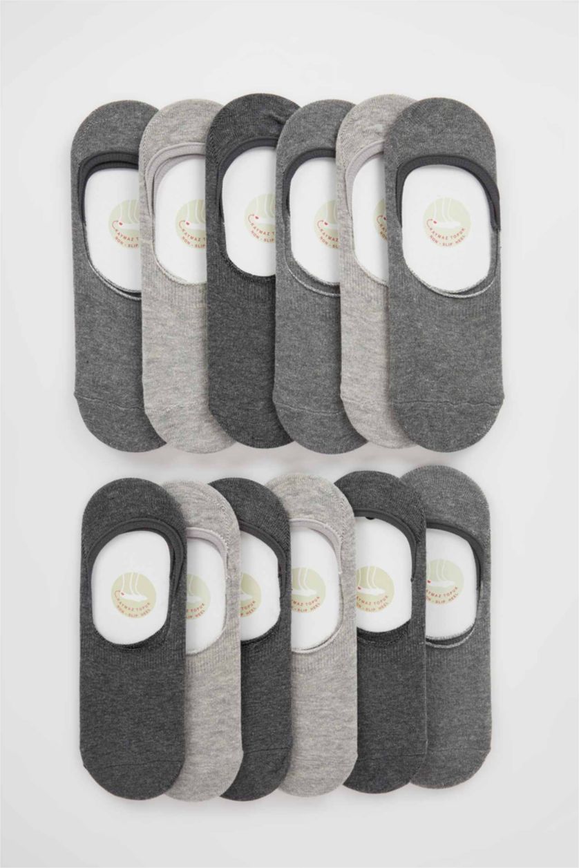 Erkek Gri 12'li Pamuklu Babet Çorap