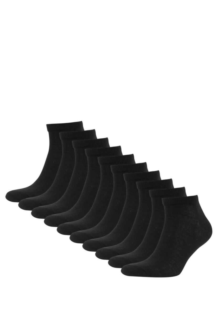 Erkek Siyah 10'lu Pamuklu Patik Çorap