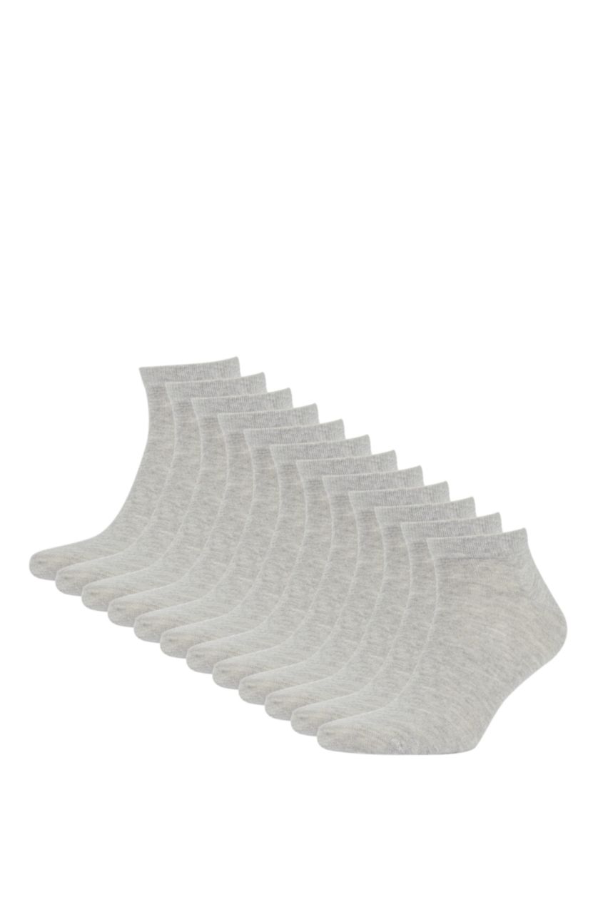 Erkek Gri 12'li Pamuklu Patik Çorap