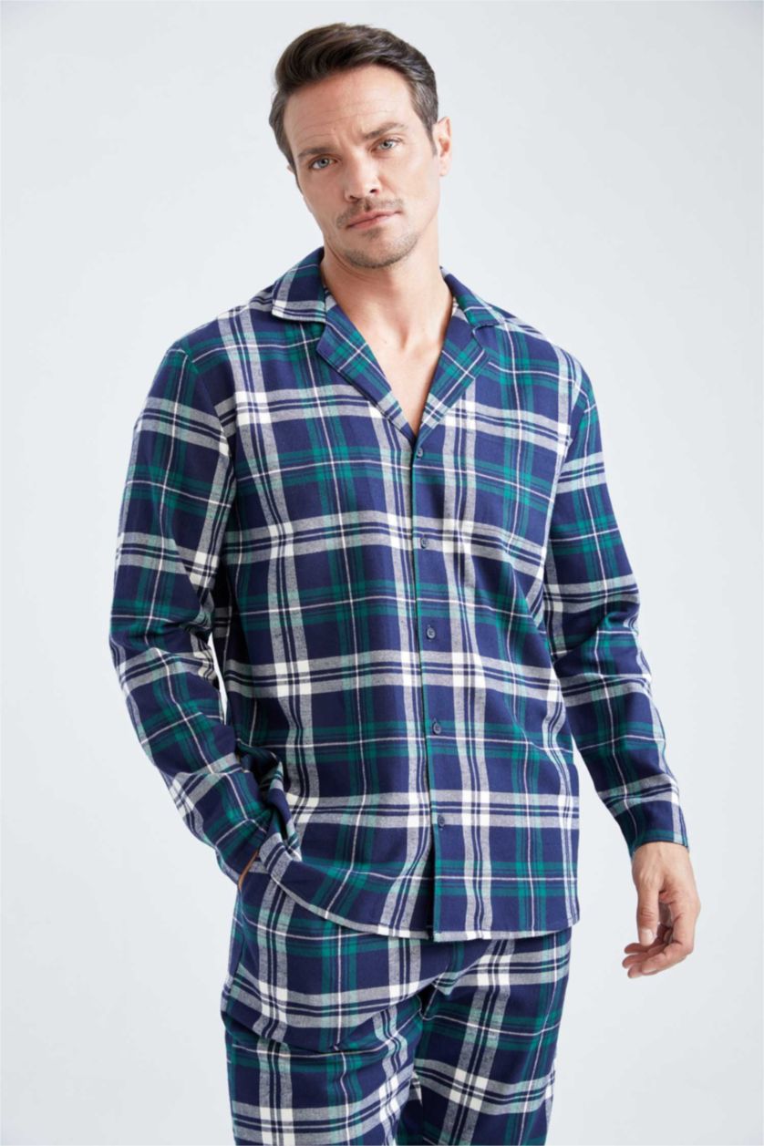 Erkek Lacivert Flanel 2'li Takım