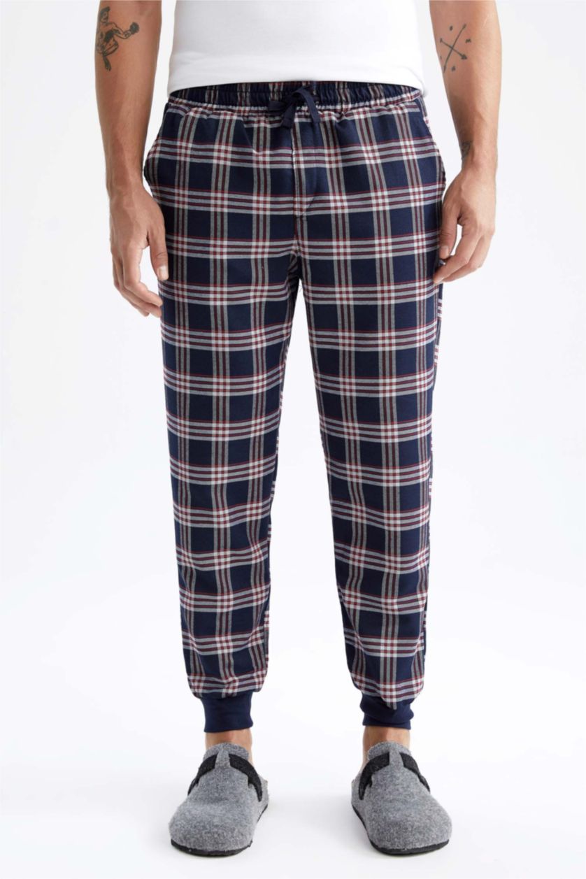 رجال كحلي سروال بيجاما بقصة عادية كاروهات