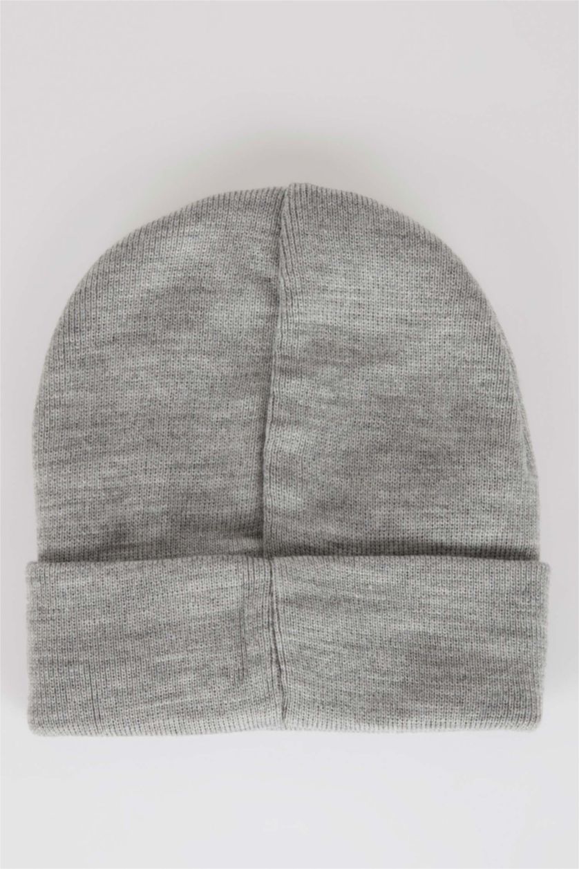 Erkek Çocuk - Genç Erkek Açık Gri Erkek Çocuk Yılbaşı Temalı Triko Bere