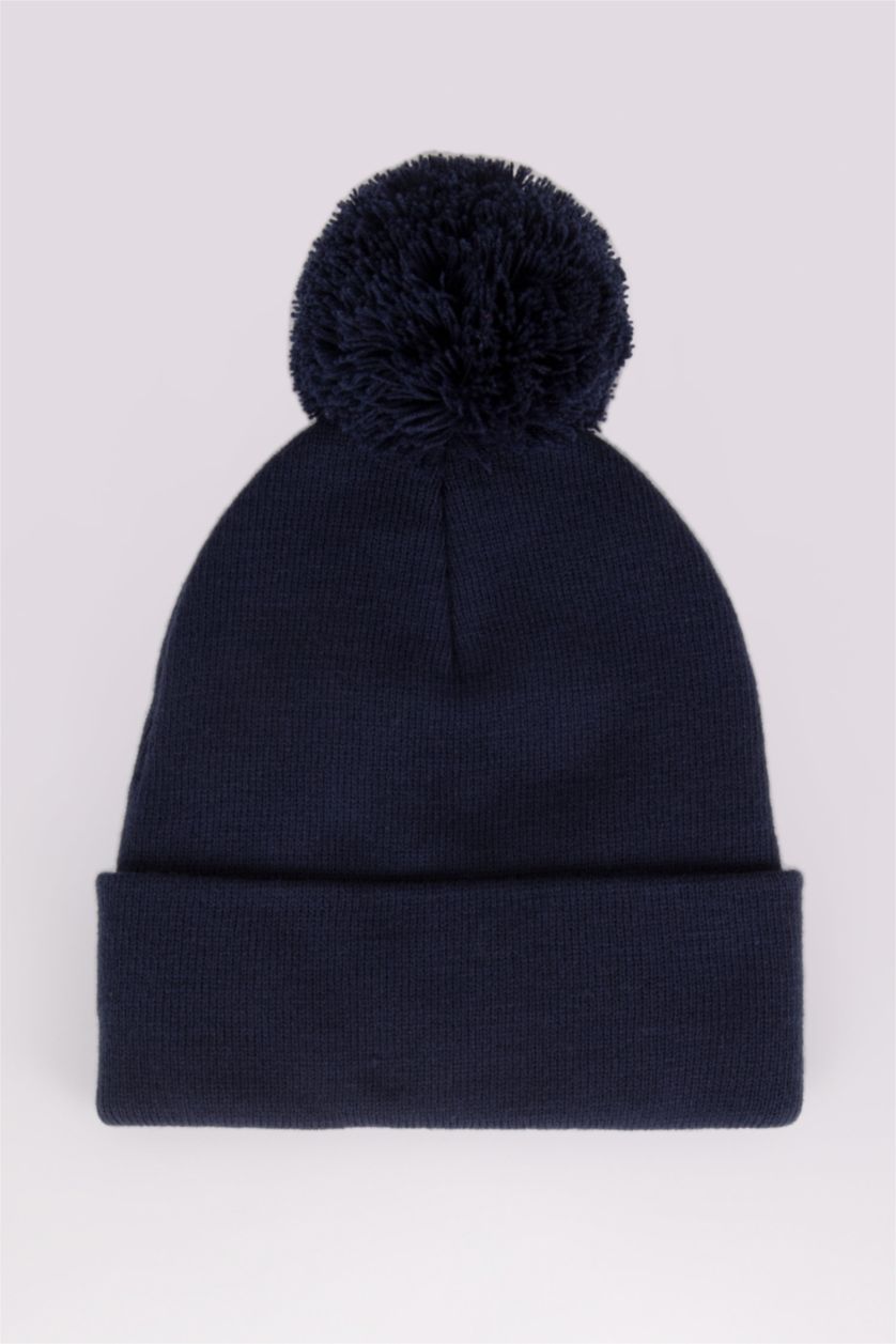 Erkek Çocuk - Genç Erkek Lacivert Erkek Çocuk Dokuma Etiketli Triko Bere