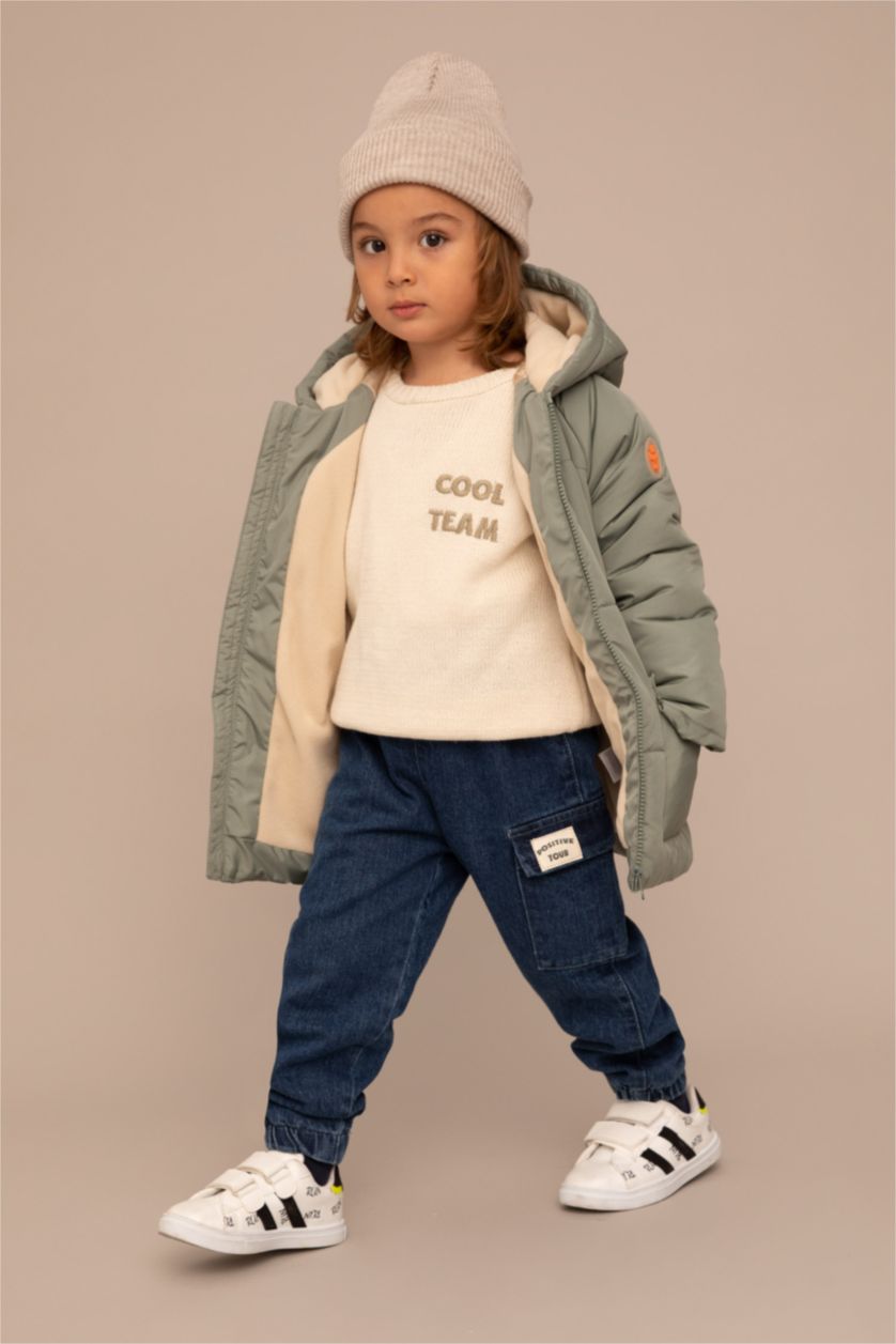 BÉBÉ GARÇON Vert Clair Veste Coupe Regular Doublée Polaire Et İmperméable